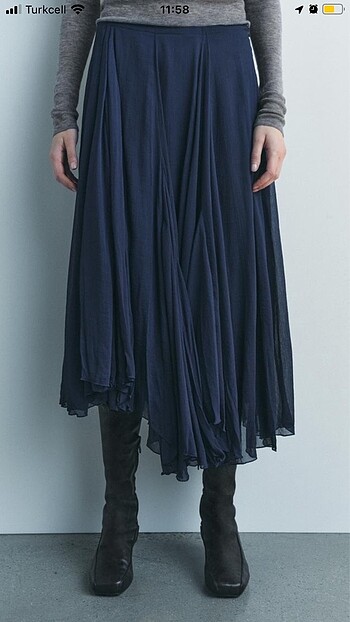 Zara asimetrik midi etek