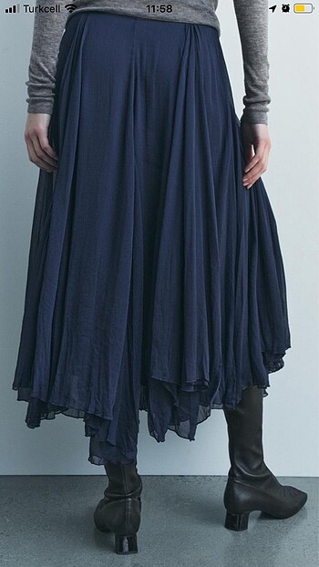 Zara asimetrik midi etek