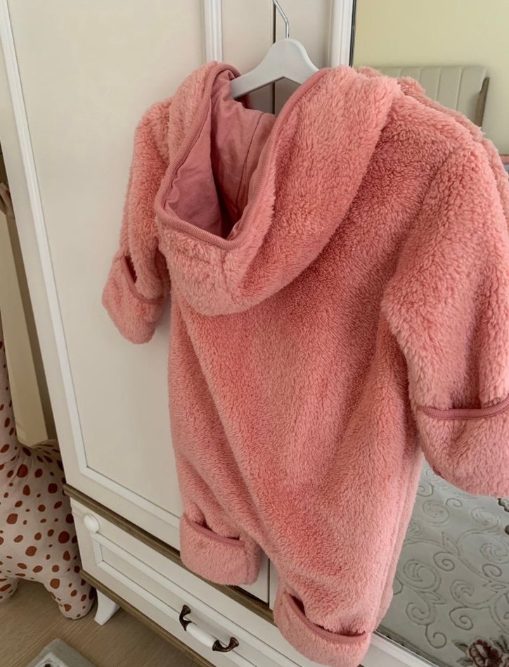 Peluş Detaylı Pembe Bebek Tulum - Görsel 2