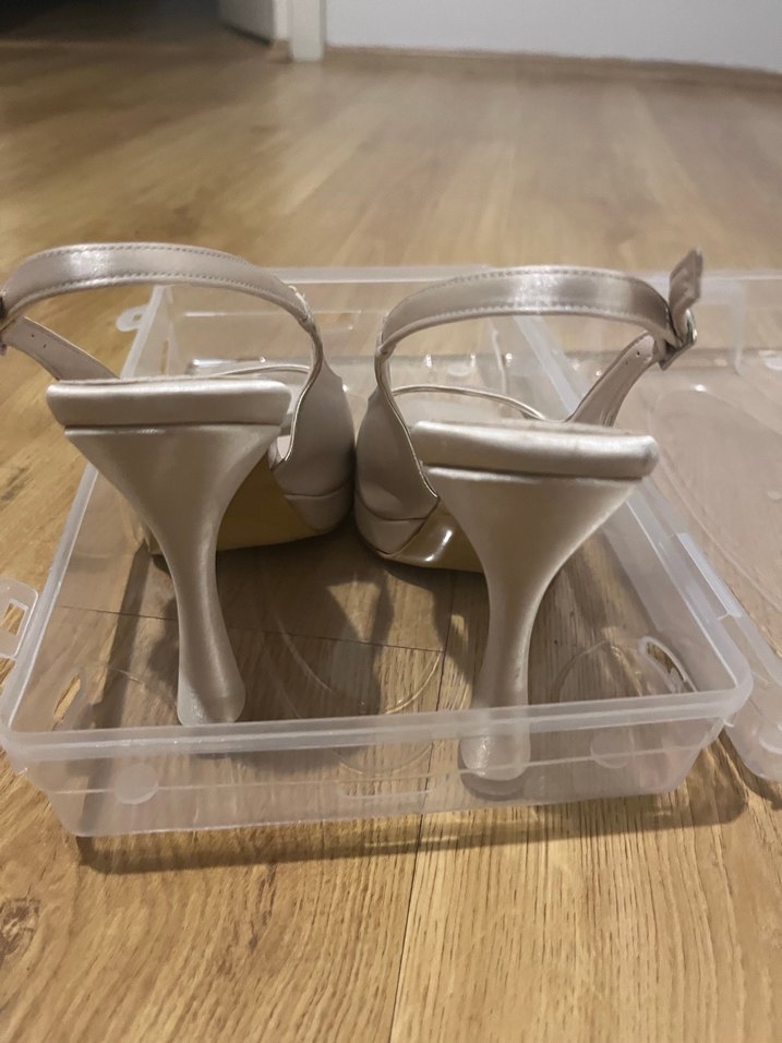 Beyaz Saten Platform Topuklu Kadın Abiye Ayakkabı - Görsel 2