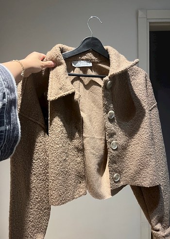 Bej Düğmeli Midi Boy Kadın Ceket - Görsel 3