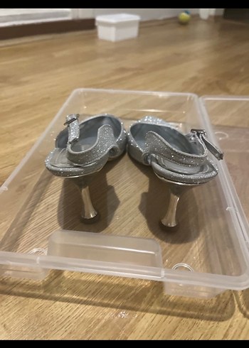 Gri Simli İnce Topuklu Kadın Abiye Ayakkabı - Görsel 3