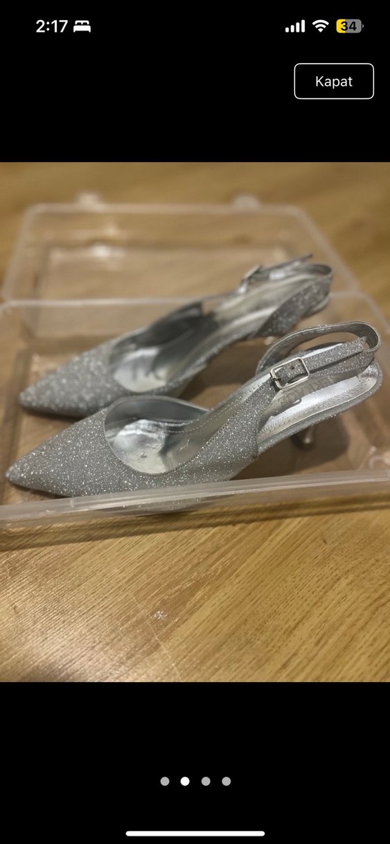 Gri Simli İnce Topuklu Kadın Abiye Ayakkabı - Görsel 2