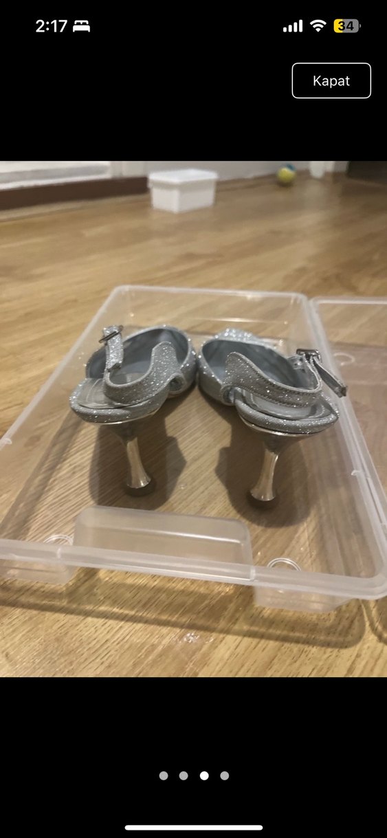 Gri Simli İnce Topuklu Kadın Abiye Ayakkabı - Görsel 3