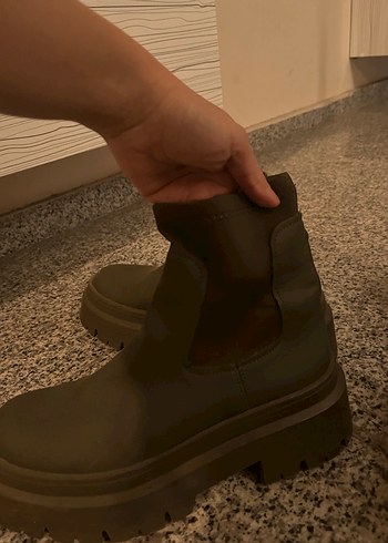 Yeşil Kadın Platform Topuklu Lastik Bot - Görsel 4