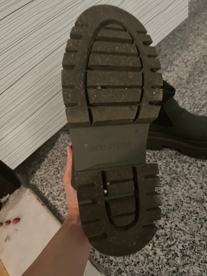 Yeşil Kadın Platform Topuklu Lastik Bot - Görsel 3