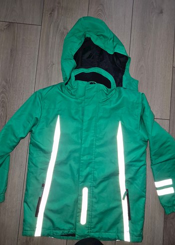 Yeşil Kapüşonlu Fermuarlı Erkek Çocuk montu - Görsel 8