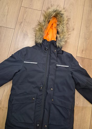 lacivert Erkek Çocuk Kürklü Kapüşonlu Mont - Görsel 2