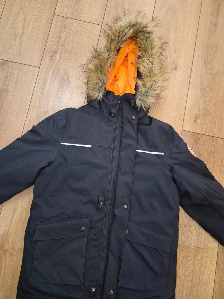 lacivert Erkek Çocuk Kürklü Kapüşonlu Mont - Görsel 2