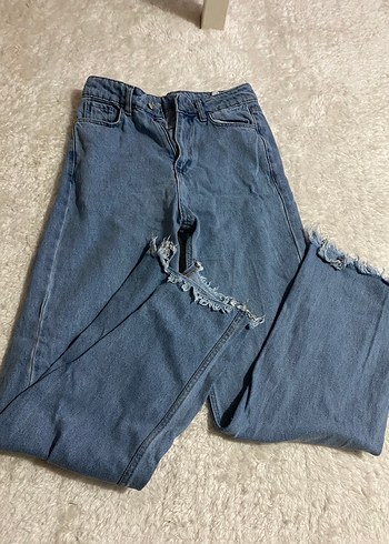 Kadın Mavi Bol Kesim Denim Jean