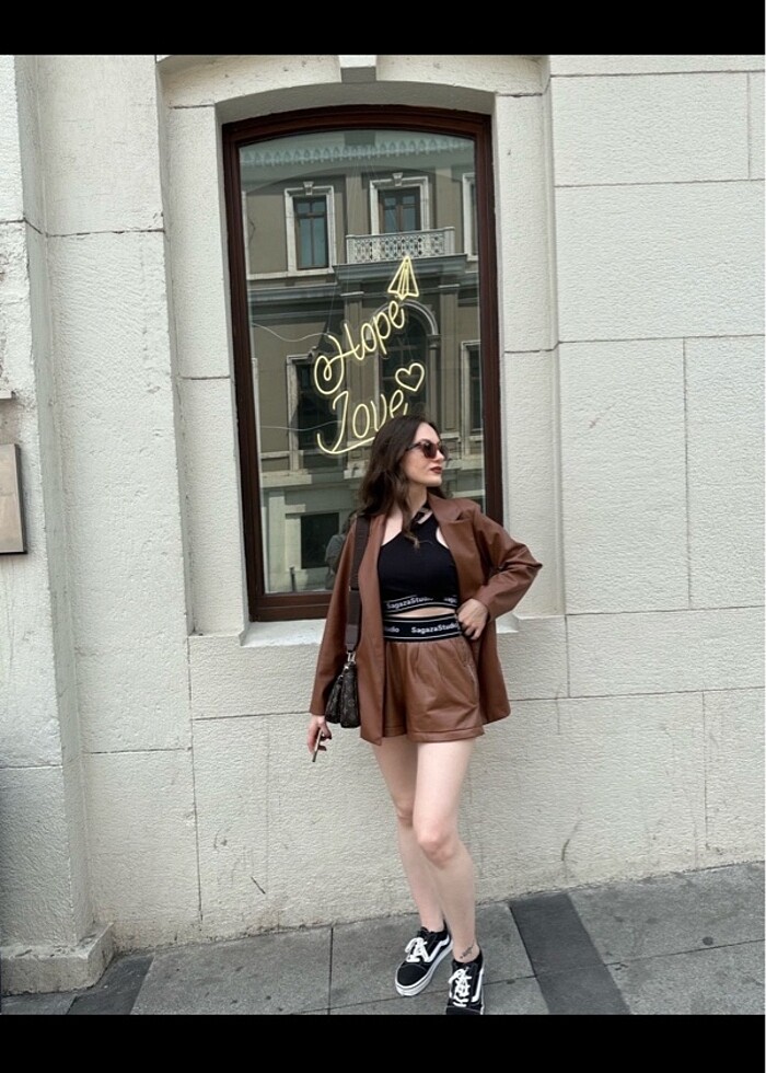 Sagaza deri şort - Görsel 5