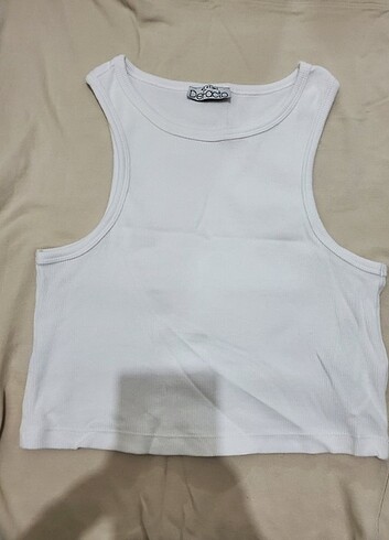 Defacto beyaz crop spor mini üst kalın askılı bluz