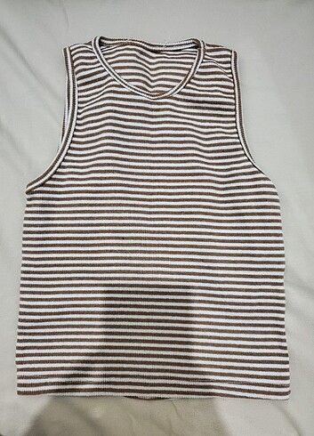 Çizgili crop mini üst kalın askılı üst çizgili bluz