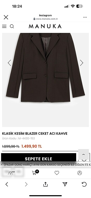 Diğer Manuka KLASİK KESİM BLAZER CEKET ACI KAHVE