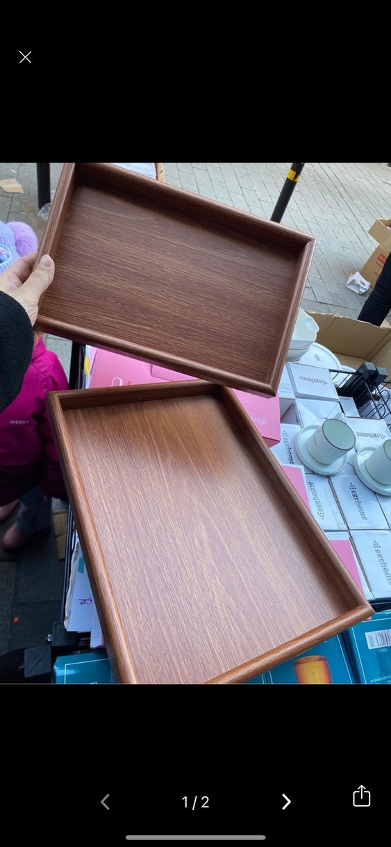 Koyu Kahverengi Ahşap tepsi ikili - Görsel 2