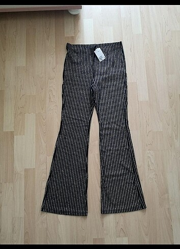 H&m simli çizgili İspanyol paça tayt