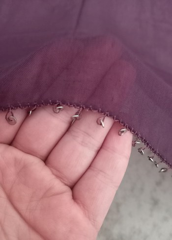 Mürdüm Düz Desen Tülbent Başörtü Yemeni - Görsel 2