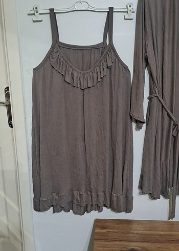 52 Beden camel Renk Bej Bohem Salaş Kadın Pijama Takımı
