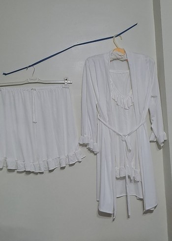 Beyaz Mini Bohem Kadın Pijama Takımı