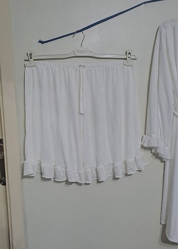 52 Beden Beyaz Mini Bohem Kadın Pijama Takımı