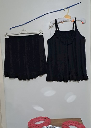 50 Beden Siyah Mini Kadın Pijama Takımı