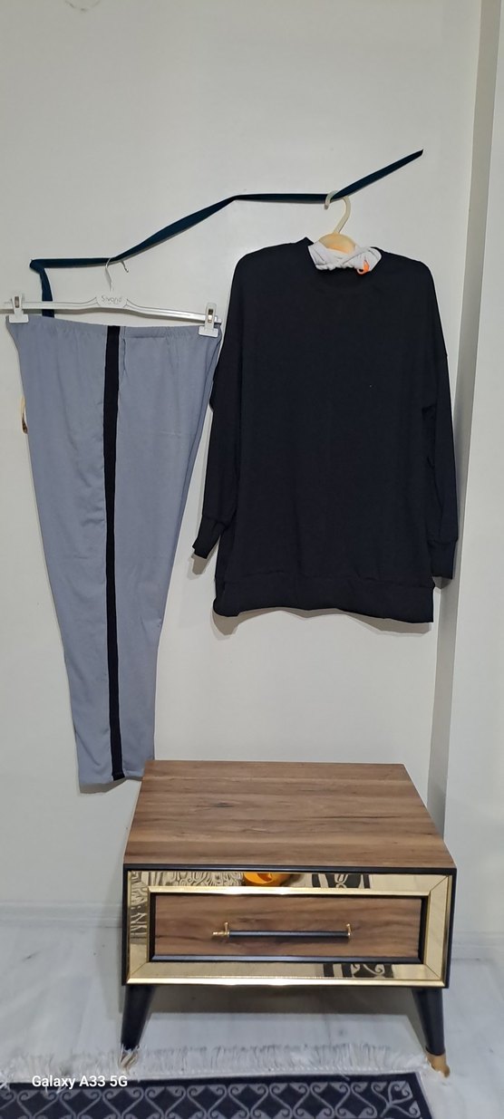 Gri Kadın Rahat Kesim Eşofman Takımı - Görsel 5