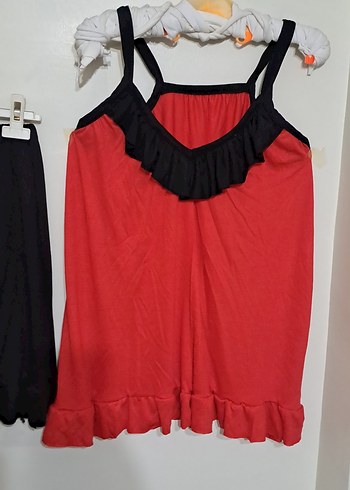 Kırmızı Siyah Parisian Goth Mini Kadın Pijama Takımı - Görsel 4