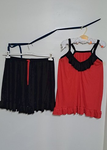 Kırmızı Siyah Parisian Goth Mini Kadın Pijama Takımı - Görsel 5