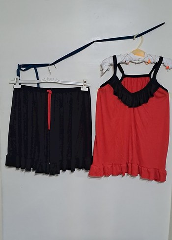 Kırmızı Siyah Parisian Goth Mini Kadın Pijama Takımı - Görsel 6