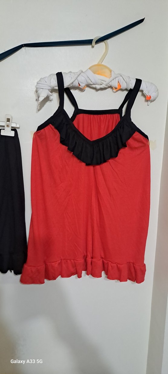 Kırmızı Siyah Parisian Goth Mini Kadın Pijama Takımı - Görsel 4