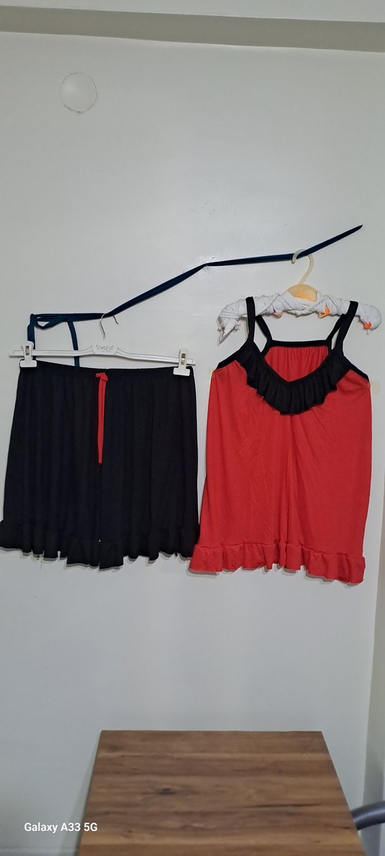 Kırmızı Siyah Parisian Goth Mini Kadın Pijama Takımı - Görsel 5