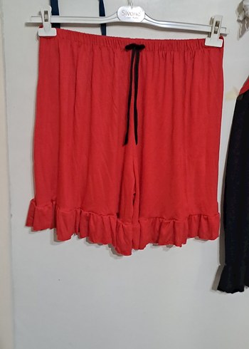 Kırmızı Siyah Mini Askılı Gecelik Takımı - Görsel 4