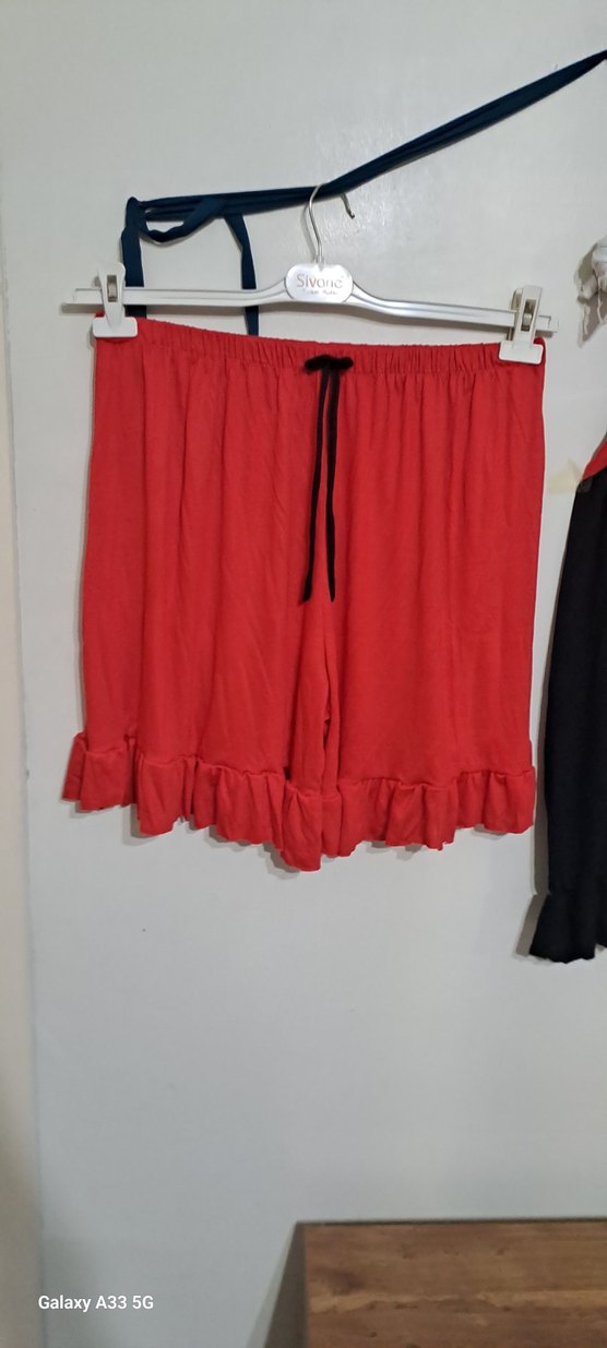 Kırmızı Siyah Mini Askılı Gecelik Takımı - Görsel 4