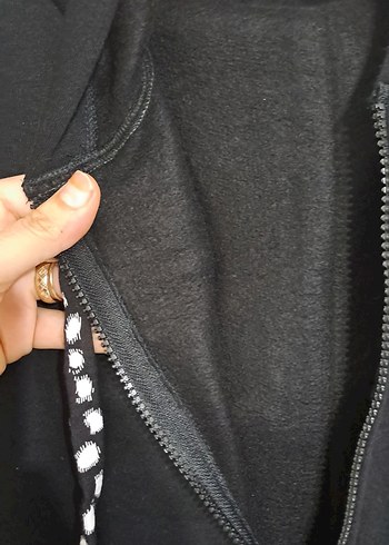 Siyah Kapüşonlu Fermuarlı Uzun Sweatshirt - Görsel 6
