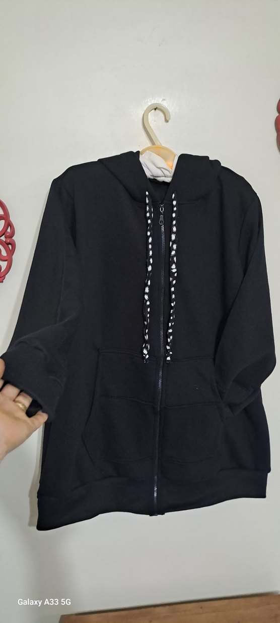 Siyah Kapüşonlu Fermuarlı Uzun Sweatshirt - Görsel 2