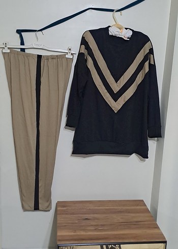 V Yaka Kahverengi Kadın Eşofman Takımı - Görsel 7