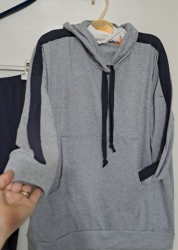 Gri Kadın Oversize Eşofman Takımı - Görsel 4