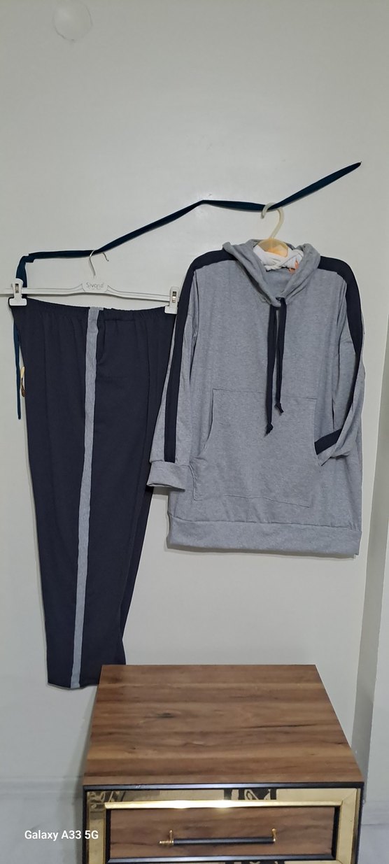 Gri Kadın Oversize Eşofman Takımı - Görsel 3