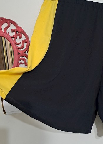50 Beden sarı Renk Sarı Siyah Bel Bantlı Mini Şort