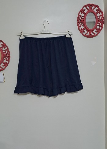 Diğer Kadın Lacivert Mini Keten Şort