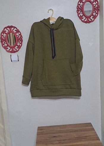 Kapüşonlu Haki Kadın Sweatshirt