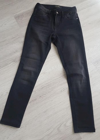 xs Beden Siyah Regular Fit Midi Denim Kadın Kot Pantolon