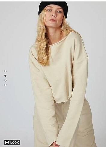Diğer Kayık yaka crop sweatshirt