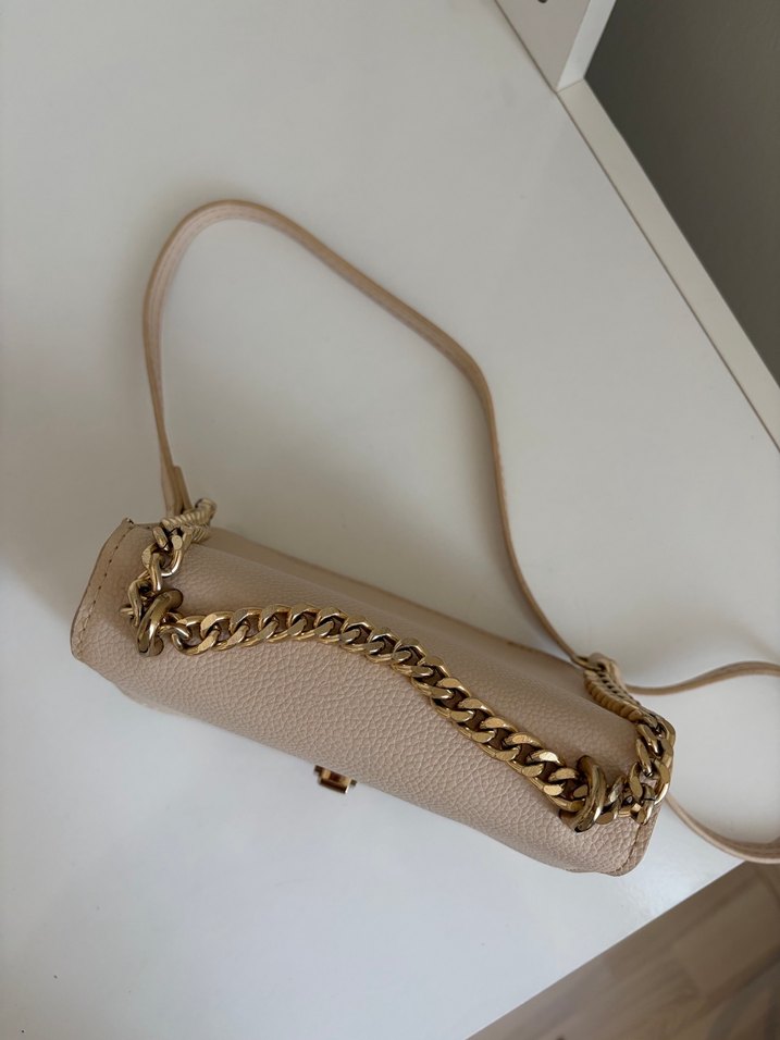 Klasik Bej Deri Kadın Çanta - Görsel 2