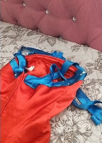 Nakışlı Kırmızı Uzun Straplez Kadın Elbise - Görsel 11