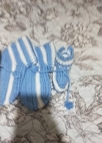 Mavi Örgü Bebek Patik Seti - Görsel 6