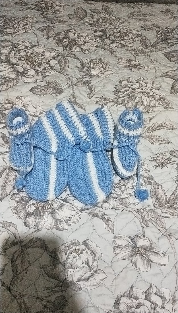 Mavi Örgü Bebek Patik Seti - Görsel 5