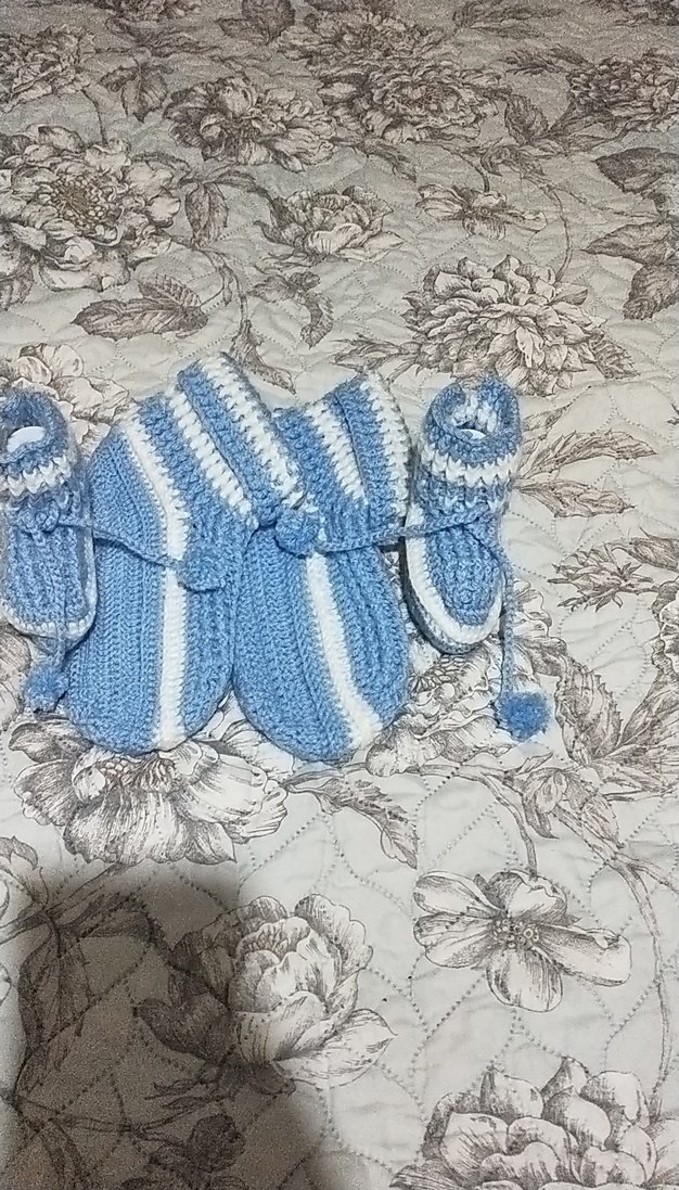 Mavi Örgü Bebek Patik Seti - Görsel 2