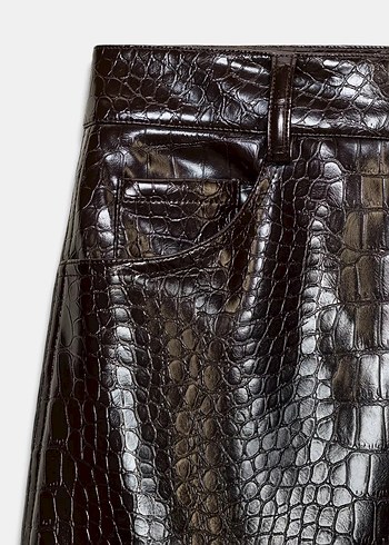 Zara Hayvan Desenli Düz Kesim Suni Deri Pantolon - Görsel 6