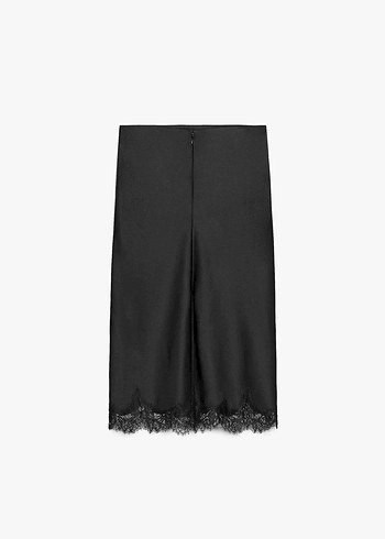 Zara Dantelli Saten Etek ZW Koleksiyonu - Görsel 6